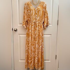 Soft Surroundings Orange and White Maxi Dress MISSES SIZE LARGE